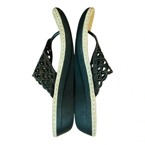 BERKLEY JENSEN THONG SANDALS BLACK SPARKLY EXCELLENT CONDITION SIZE 9.5 - Picture 8 of 8